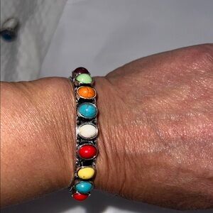 Red and Blue Beaded Bohemian Bracelet